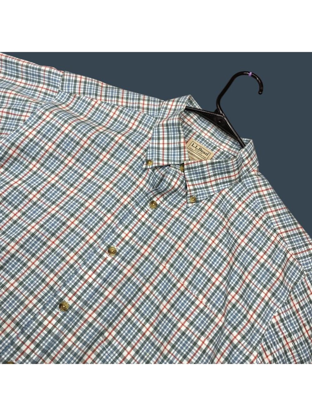 L.L. Bean Mens Traditional Fit Plaid Button-Down Shirt L-Reg Cotton Multicolor